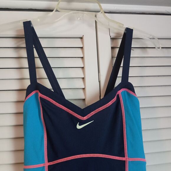 Nike Women's Swimsuit Size 12 One Piece Blue Criss Cross Back - Picture 3 of 6